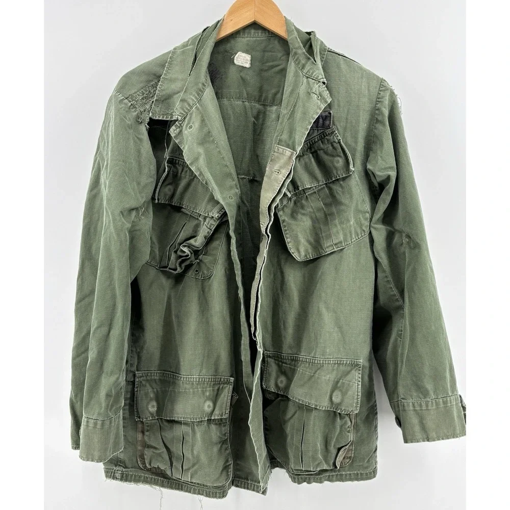 Vintage Vietnam OG-107 Jungle Jacket Cotton Ripstop Slant Pocket US Army Coat